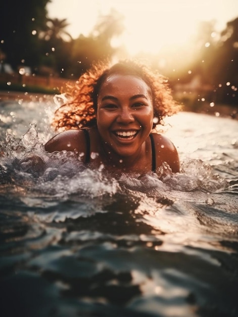 diverse plus size women having fun in the water