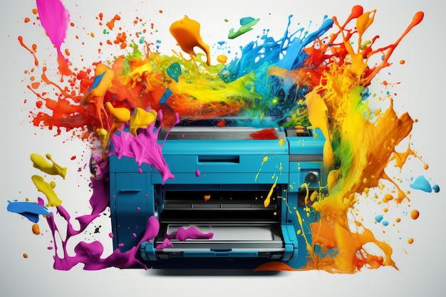 Photo diverse printer color splashes generate ai