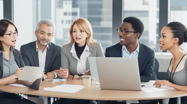 Diverse professionals in discussie