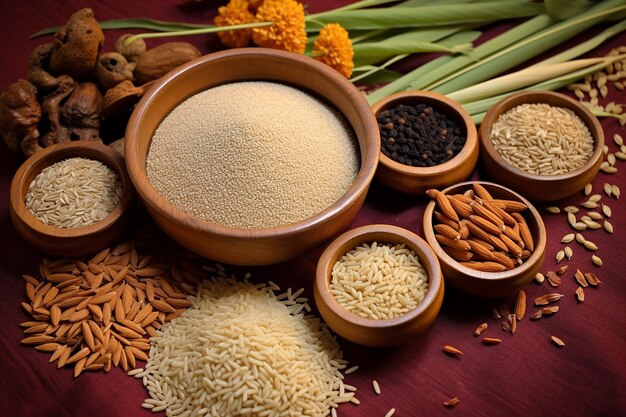 Diverse seeds and grains for Pongal