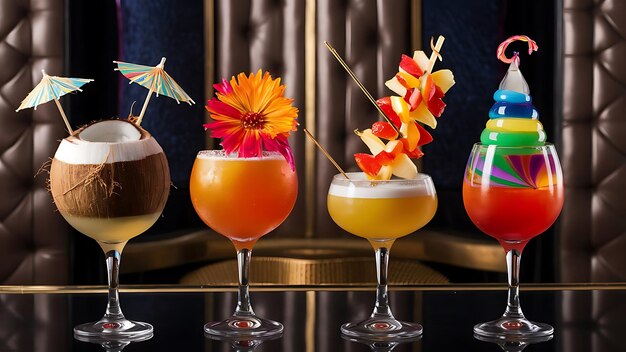 Foto diverse selection of colorfully crafted cocktails each with its own special twist