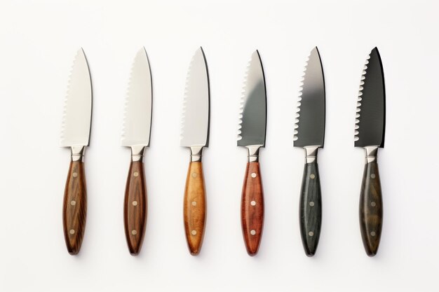 Photo diverse set of knives for various culinary purposes on a white or clear surface png transparent background