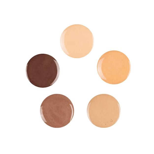 Diverse skin tone makeup foundation round drops Isolated cut out