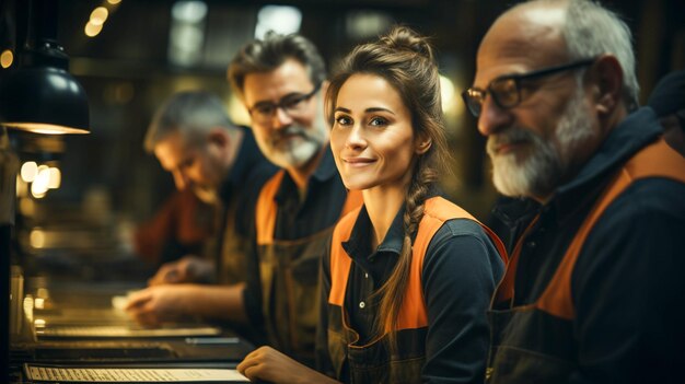 A diverse team of confident engineers working together