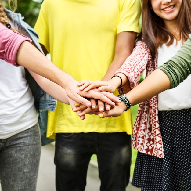 Diverse Teens Hands Together Concept