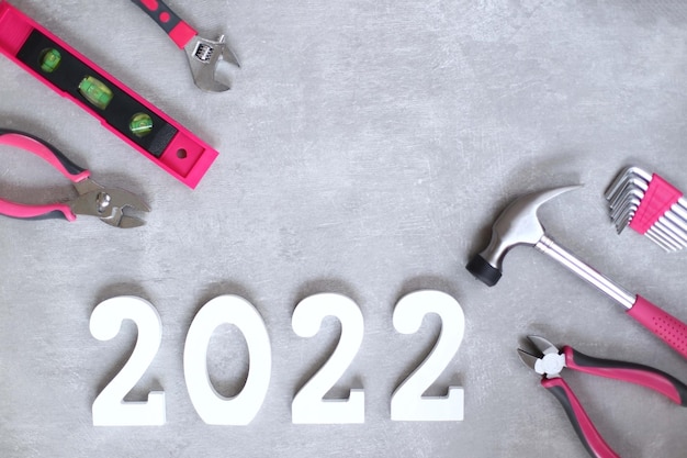 Diverse tools bovenaanzicht Concept foto van bouw en constructie in 2022