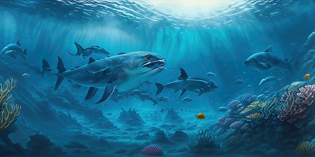 Diverse underwater world of the ocean