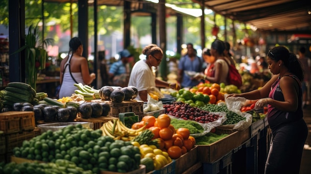 Diverse verkopers op de Urban Green Market met verse producten