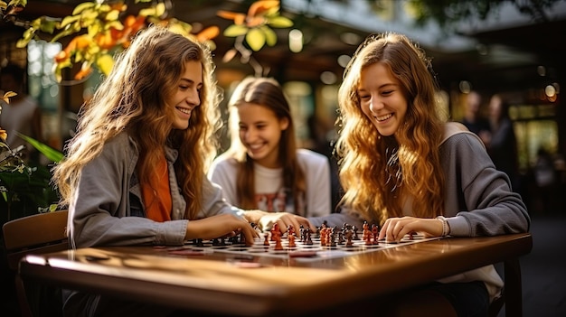 Diverse vrienden spelen een tafelspel. Hoogwaardige foto.