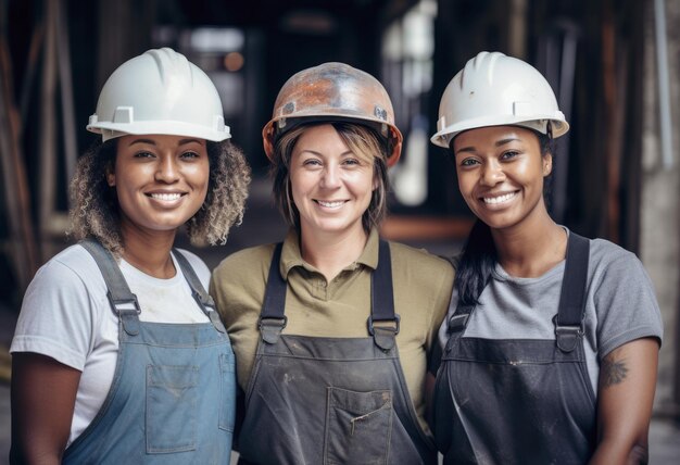 Foto diverse vrouwelijke bouwvakkers op hun werkplek