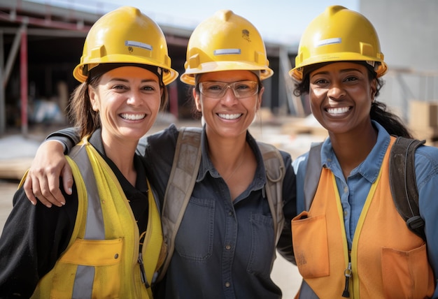 Diverse vrouwelijke bouwvakkers op hun werkplek