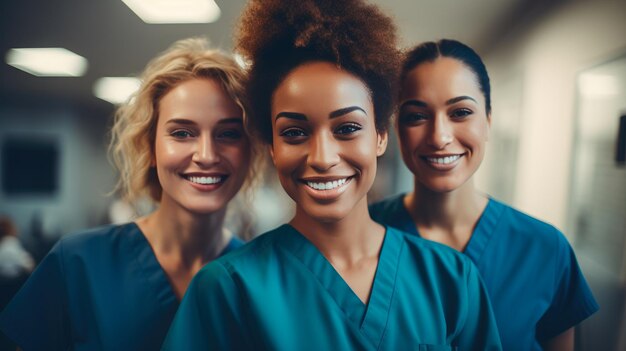 Foto diverse vrouwelijke medische teams aan het werk