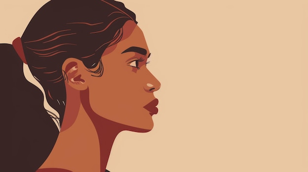 Diverse Young Hispanic Woman Profile Portrait Flat Illustration Generative AI
