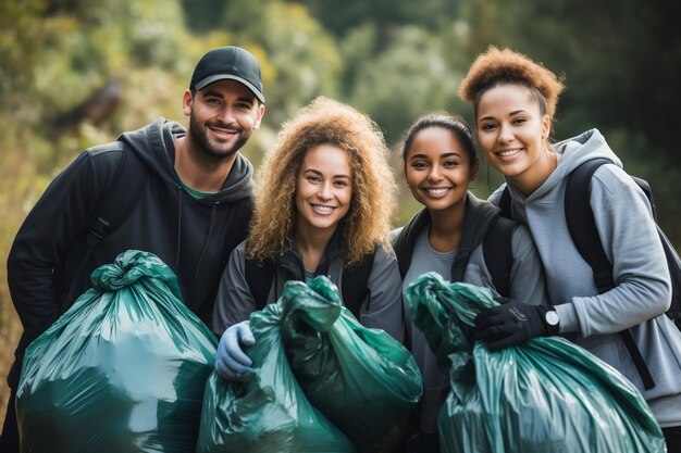 Foto diverse squadre di giovani volontari ai generativa