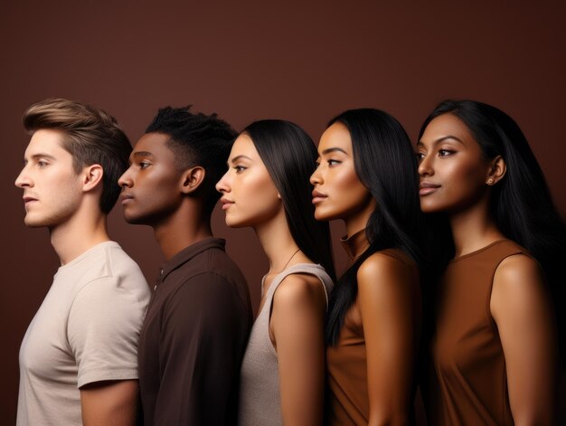 Diversiteit etniciteit groep mensen die naar dezelfde richting kijken posterstijl
