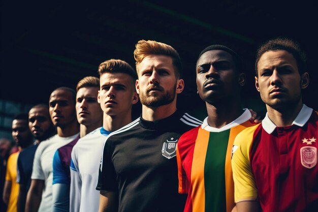 Diversiteit op het veld Voetbalspelers in close-up