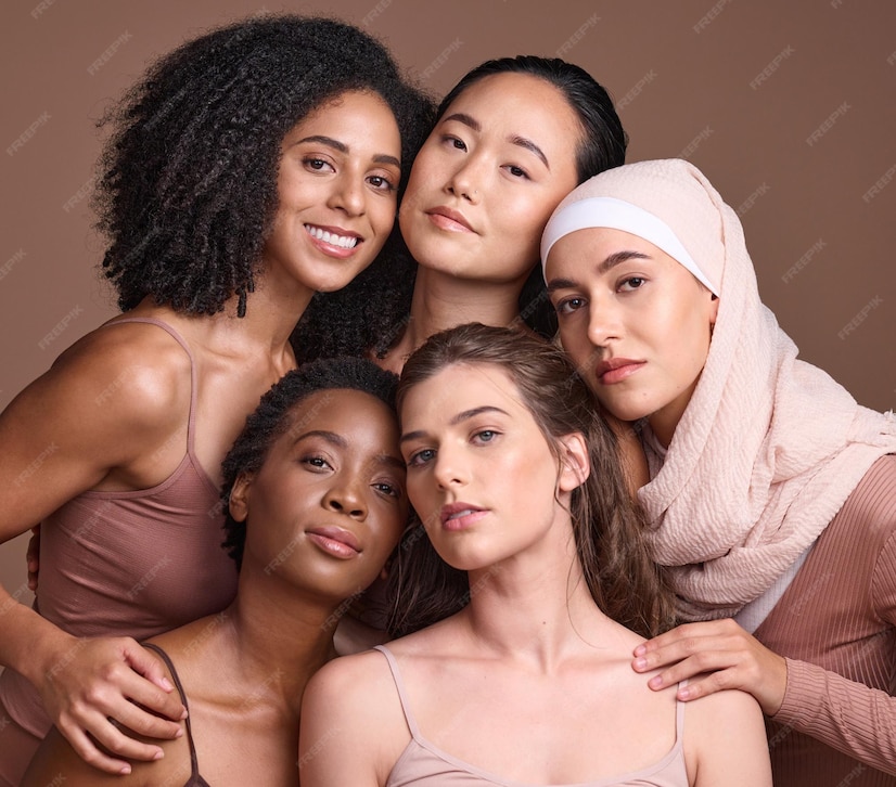 Premium Photo  Diversity beauty and portrait of a group of women in 