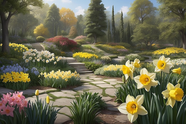 Diversity of Daffodils Botanical Garden Exhibit Concept Art