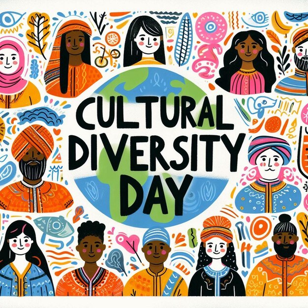 Photo diversity day flyer design illustration