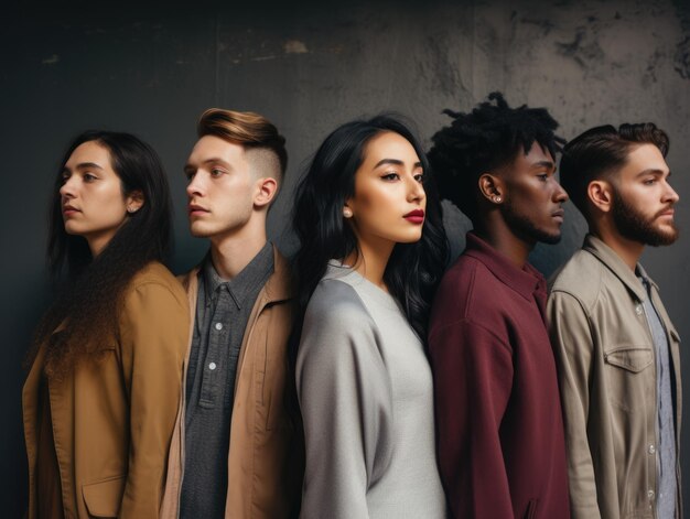 Фото Разнообразие этническая группа людей, обращенных в одном направлении стиль плаката