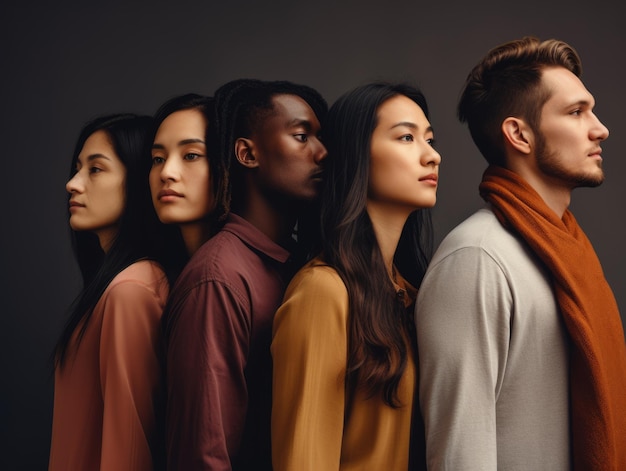Разнообразие этнической группы людей, смотрящих в одном стиле плаката
