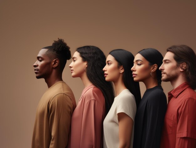 Foto diversità etnica gruppo di persone rivolte nella stessa direzione stile poster