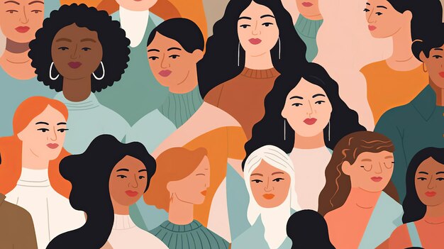 다양성: 다민족 여성, 다른 문화와 다른 국가의 여성