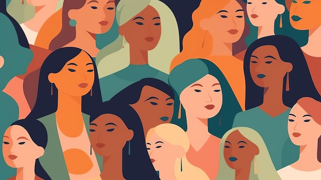 다양성: 다민족 여성, 다른 문화와 다른 국가의 여성