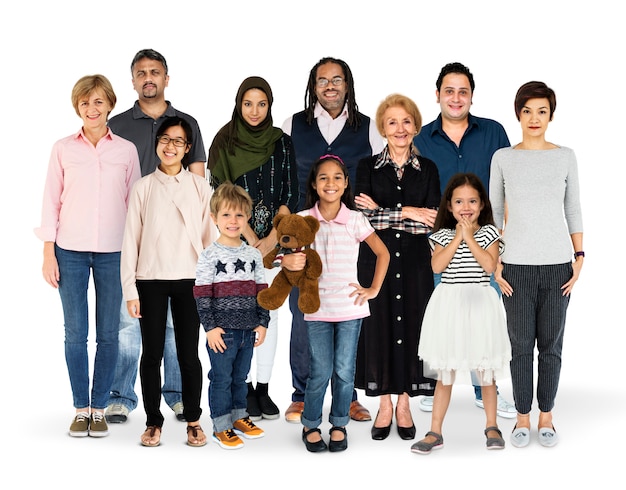 Diversity of People Generations Set Together Studio Isolated