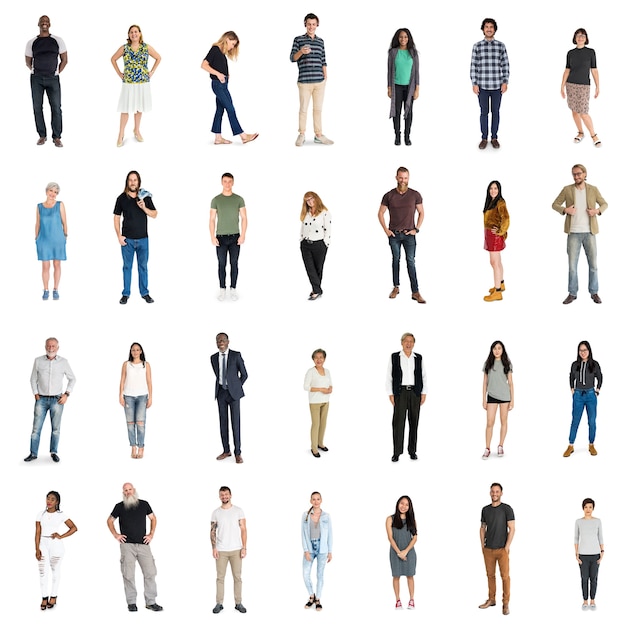 Diversity People Together Mixed Set Studio Isolated