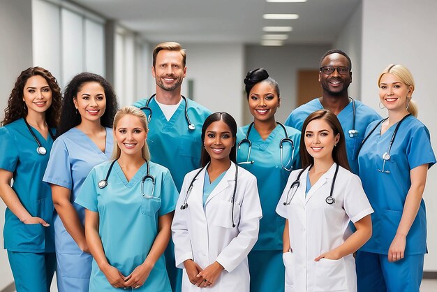 Diversity proud and doctors portrait in healthcare service hospital integrity and teamwork or leadership Group of medical staff nurses or professional employees clinic mission or workforce goals