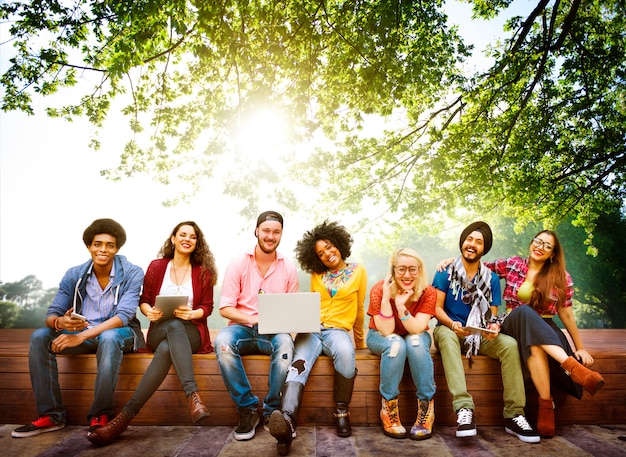 Photo diversity teenagers friends friendship team concept