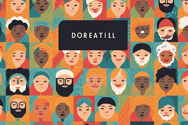 Photo diversity wordmark design featuring people from different racial backgrounds