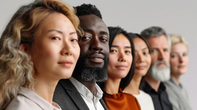 Photo diversity at work with people from different cultures standing in front of a white background