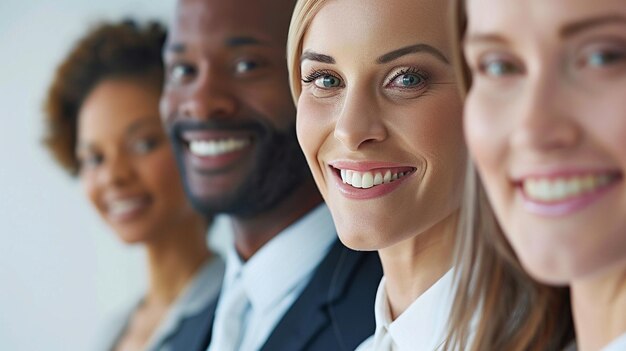 Diversity at work with people from different cultures standing in front of a white background