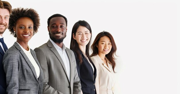 Photo diversity at work with people from different cultures standing in front of a white background