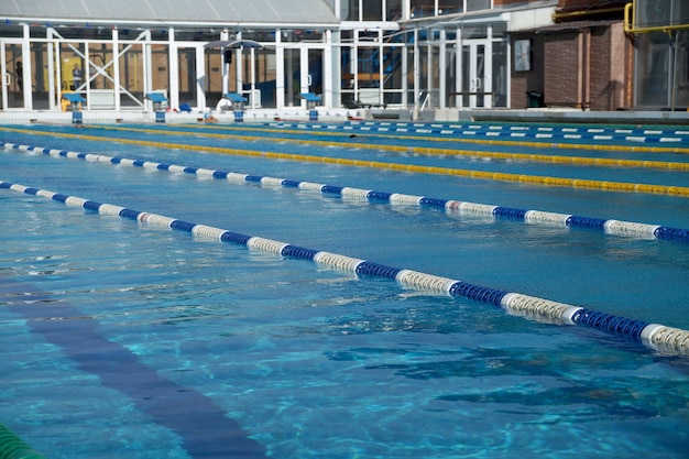 Dividers of paths in the big outdoor swimming pool