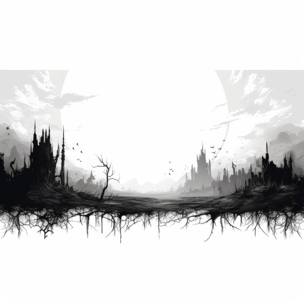 Dividing Dimensions Gothic PostApocalyptic Minimalist Horizontal Line Art for Dynamic Page Layout