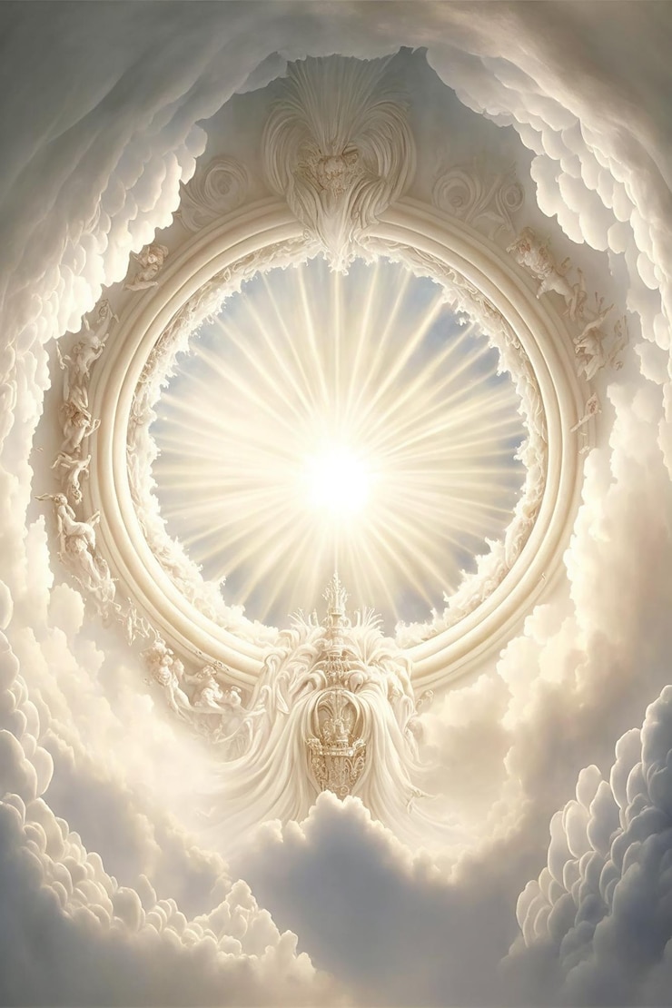 Photo divine clouds glorious heavens angel, generative ai