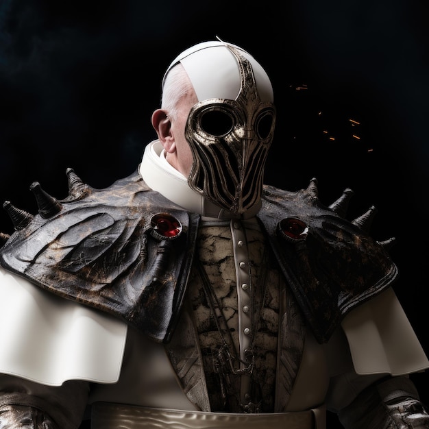 The Divine Convergence Pope Francis in Mortal Kombat Armored Glory against a Dark Sky Backdrop