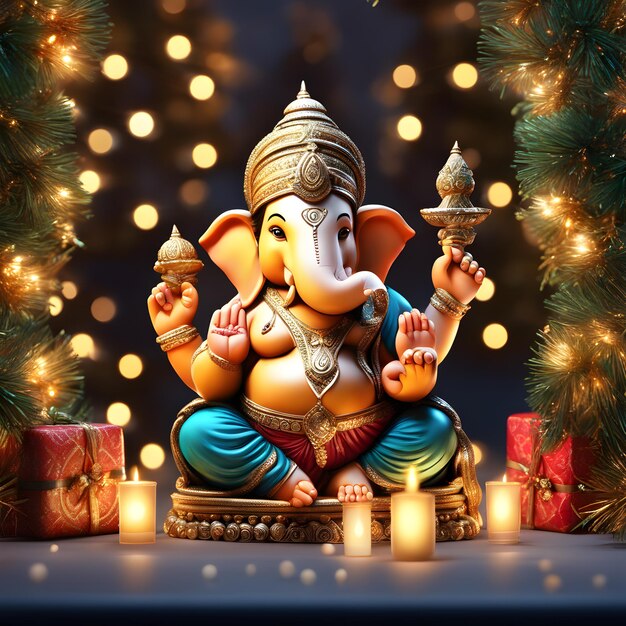 Photo divine diwali lord ganesha's ganpati pooja