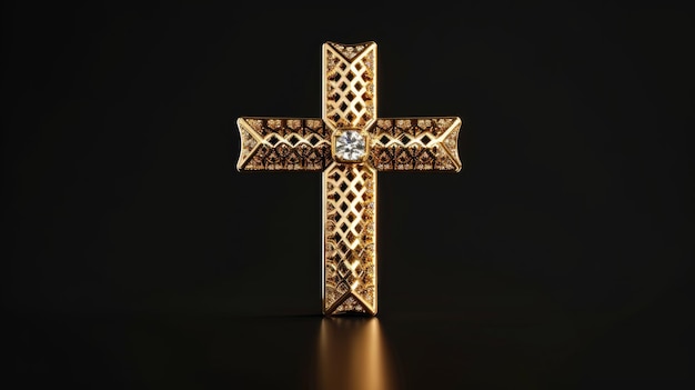 Божественная элегантность Золотой молитвенный крест роскошное ювелирное изделие под золотым блеском дождя