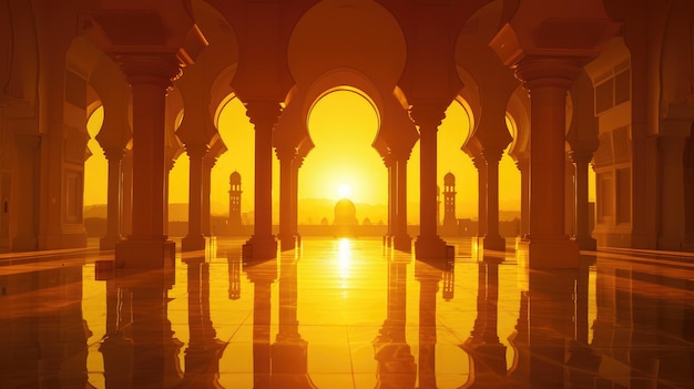 Divine Glow Capturing the Mosques Essence in Orange Hues