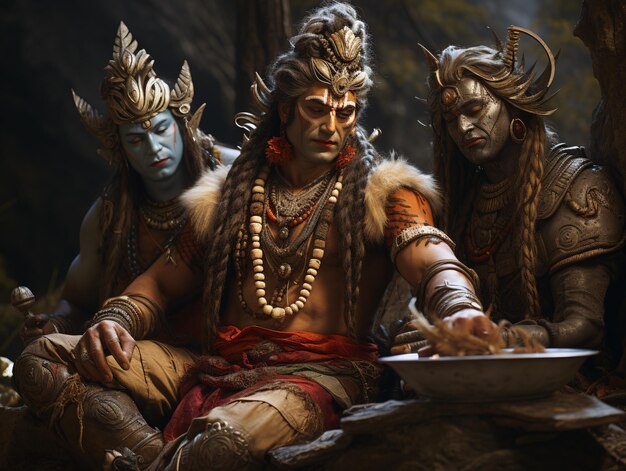 Photo divine instruction lord shiva teaching two lords detailed