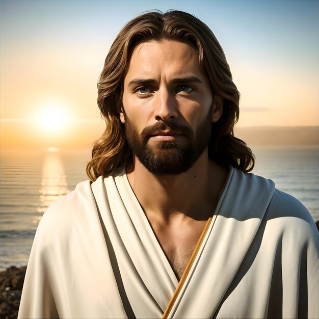 Divine Majesty Captivating Portrait of Jesus Radiating Grace and Compassion