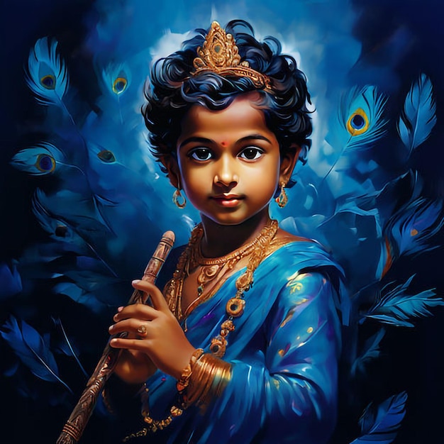 Photo divine melody a celestial celebration of krishna janmashtami