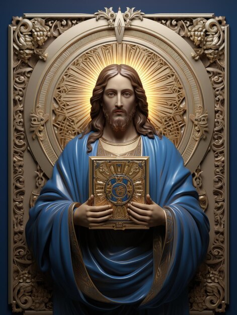 Foto presenza divina l'essenza senza tempo catturata nella sacra icona di gesù cristo un capolavoro spirituale che irradia simbolismo religioso fede e la profonda risonanza dell'arte cristiana