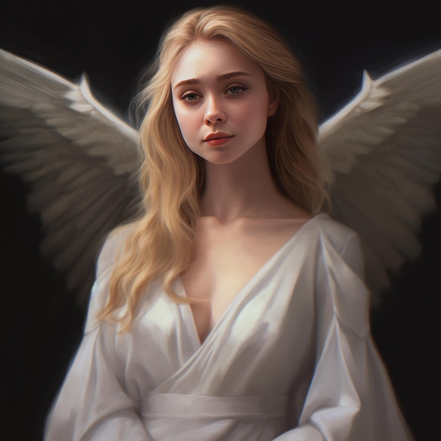 Divine Radiance A Stunning Photorealistic Oil Painting of a Blonde Anime Angel