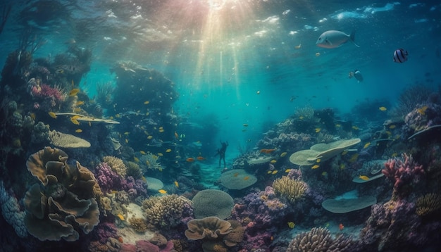 Diving into the natural beauty of the underwater world generated by AI