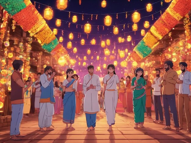 Diwali 2023 afbeeldingen anime Indiase Diwali-afbeeldingen